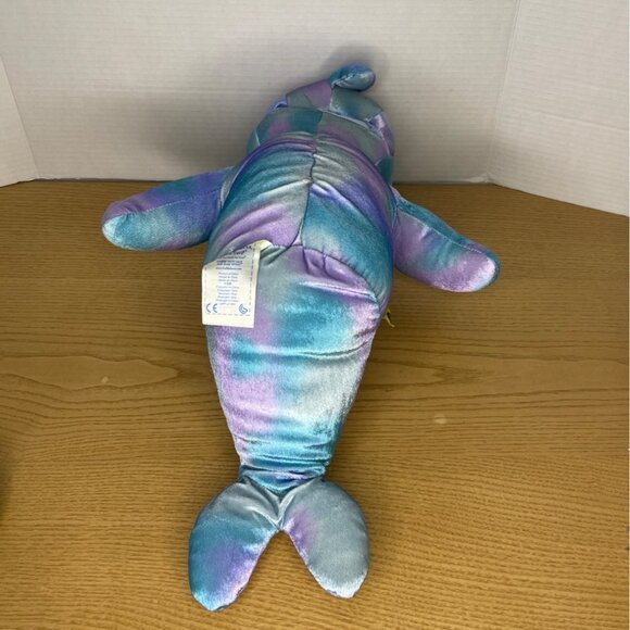 Build-A-Bear Workshop Dolphin Hand Puppet 19 Inch Pastel Blue Purple Plush Toy - Picture 2 of 6